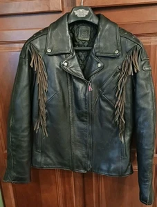 Chaqueta de cuero de motociclista con flecos Hein Gericke de cuero auténtico 40 W para mujer - Usada - Imagen 1 de 12