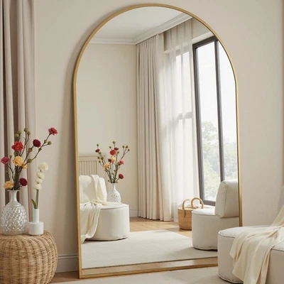 Espejo Arqueado Largo Completo, Espejo de Piso Grande 81"x41" con Soporte, Gran Tamaño F... Foto 1 de 4