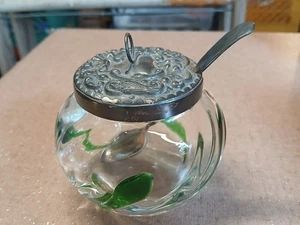 Vintage Glass Jar With Metal Lid And Spoon - Picture 1 of 13