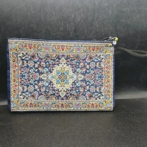 Tappeto turco borsa portamonete portamonete cerniera 5,5" x 4" blu colorato - Foto 1 di 14