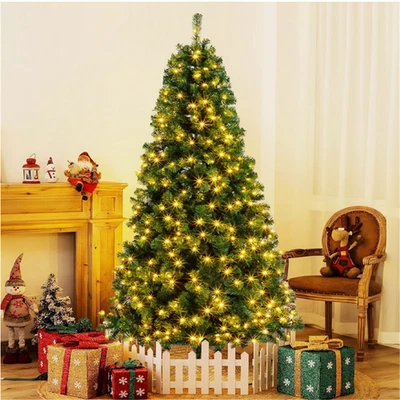 7FT Spruce Realistic Artificial Holiday Christmas Tree with LED Lights & Stand - Image 1 of 4