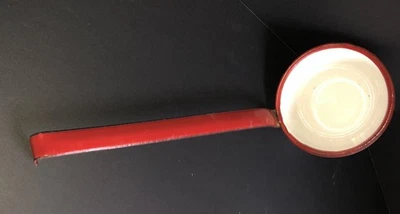 Enamel Ware Ladle Long Handled Red & White Vintage Country Core Kitchen Decor - Image 1 of 3