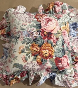 Ralph Lauren ALLISON Floral Cottage Ruffle Throw Pillow Cover ~ 18 x 18 ~ USA - Picture 1 of 4