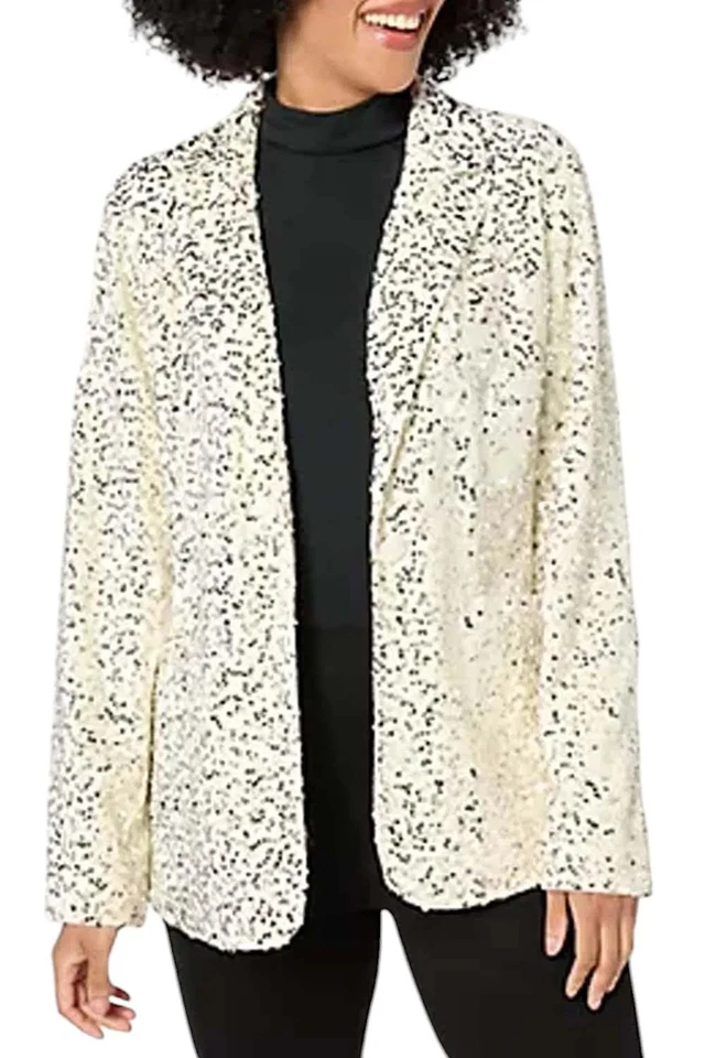 Blazer para mujer Joan Rivers alfombra roja terciopelo lentejuelas marfil Foto 1 de 1