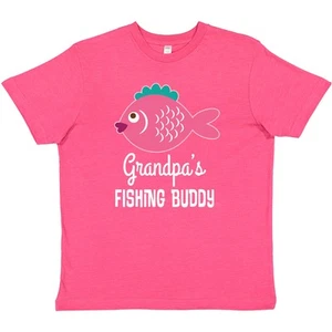 Inktastic Grandpa Fishing Buddy Girls Fish Youth T-Shirt Grandpas Cute Fisher I - Picture 1 of 2