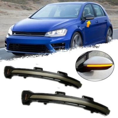 2 FRECCE DINAMICHE PROGRESSIVE SPECCHIETTI LED NERE VW GOLF 7 7.5 GTI MK7 TOURAN - Immagine 1 di 4