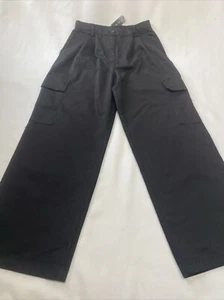 Hunter & Brown Juniors Sz Large Black Pleated Wide Leg Cargo Pant - Picture 1 of 13