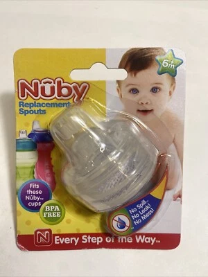 NUBY Trainer Sipeez Cup REPLACEMENT SPOUTS 2 Pack No-Spill Soft Silicone SEALED - Image 1 of 2