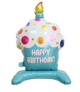 Blau Cupcake Folie Ballon selbststehend Happy Birthday Party Dekoration Luftfüllung - Bild 1 von 2