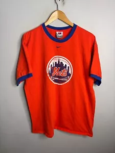 Vintage Nike Team New York Mets Ringer MLB T-Shirt Men’s L Orange 5289 - Picture 1 of 5