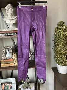 RTA Lincoln Stirrup Leather Stretch Pant Ultralilac Womens Size 26 - Picture 1 of 8