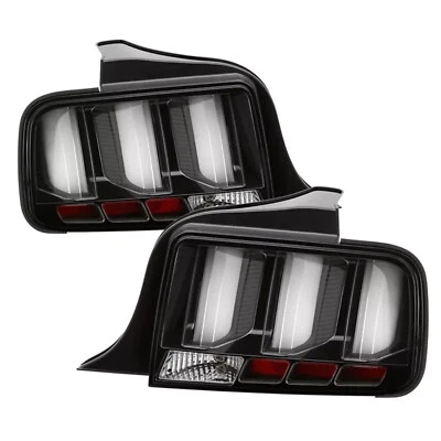 2005-09 Ford Mustang Black Housing White LED Tube Signal Tail Lights Brake Lamps Foto 1 de 4