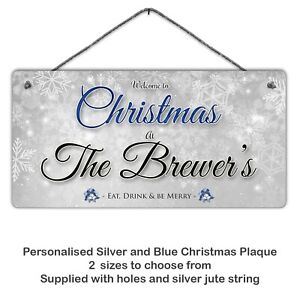 Personalised Christmas Family Plaque - Metal Sign, Custom, Xmas, Festive