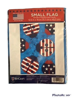Garden Flag 12.5 x 18 Red White & Blue Lady Bugs  - Image 1 of 4
