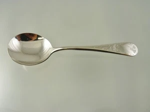QUEEN MARY 1940 CREAM SOUP SPOON ROUND BY BIRKS - Picture 1 of 4