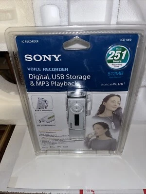 Sony ICD-U60 (512 MB, 251 Hours) Handheld Digital Voice Recorder - Image 1 of 2