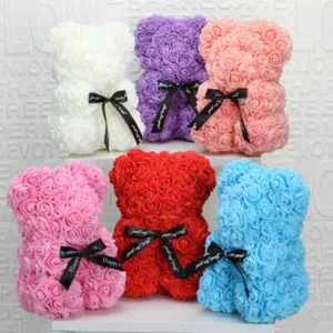 Valentines Birthday Gift Handmade Rose Flower Teddy Bear Wedding Mother Day AU - Picture 1 of 6