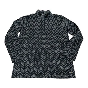 Kerrits 1/4 Zip Pullover Jacket Youth XL Black Gray Zip Zag Stripe Mock Neck - Picture 1 of 9