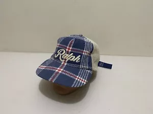 Polo Ralph Lauren Mens Cap Hat One Size New Plaid Tartan Trucker Leather Strap - Picture 1 of 21