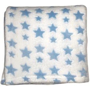 Kidgets Blue White Star Baby Boy Blanket Security Lovey Soft 30x30 Fleece - Picture 1 of 3