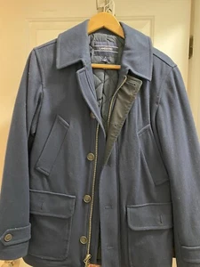 Lands' End Men's Navy Blue Wool Car Coat Size S - New without Tags - Picture 1 of 5