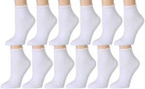 Yacht&Smith 12 Pk Kids Low Cut Socks Cotton Ankle Socks Girls & Boys, 4-6, White - Picture 1 of 2