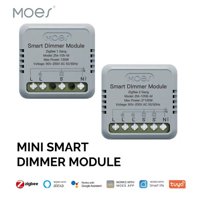 MOES 1/2Gang ZigBee Mini Smart Light Dimmer Switch Module 3-Way Alexa Google APP - Image 1 of 4