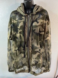 Chaqueta con Capucha Shinestar Camuflada Para Mujer Pequeña Verde Camuflada Transparente Cremallera Damas - Imagen 1 de 8