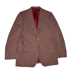 vintage montgomery ward men's red pinwheel windowpane sports coat 42 Long 5647 - Picture 1 of 9