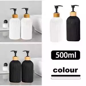 2PCS 500ml Soap Dispenser w/Bamboo Pump Refillable Shampoo Empty Bottle Bathroom - Picture 1 of 19