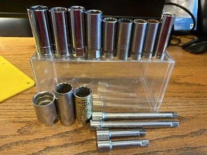 16 BRANDNAME/TAIWAN 3/8”DRIVE DEEP SOCKETS 7/16-1 1/4”MADE USA/TAIWAN L61 - Picture 1 of 4