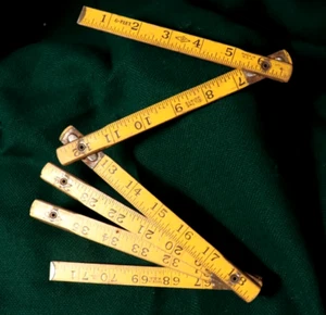 Vintage faltbares Holz Maßband Hardware verbunden 72" USA - Bild 1 von 6