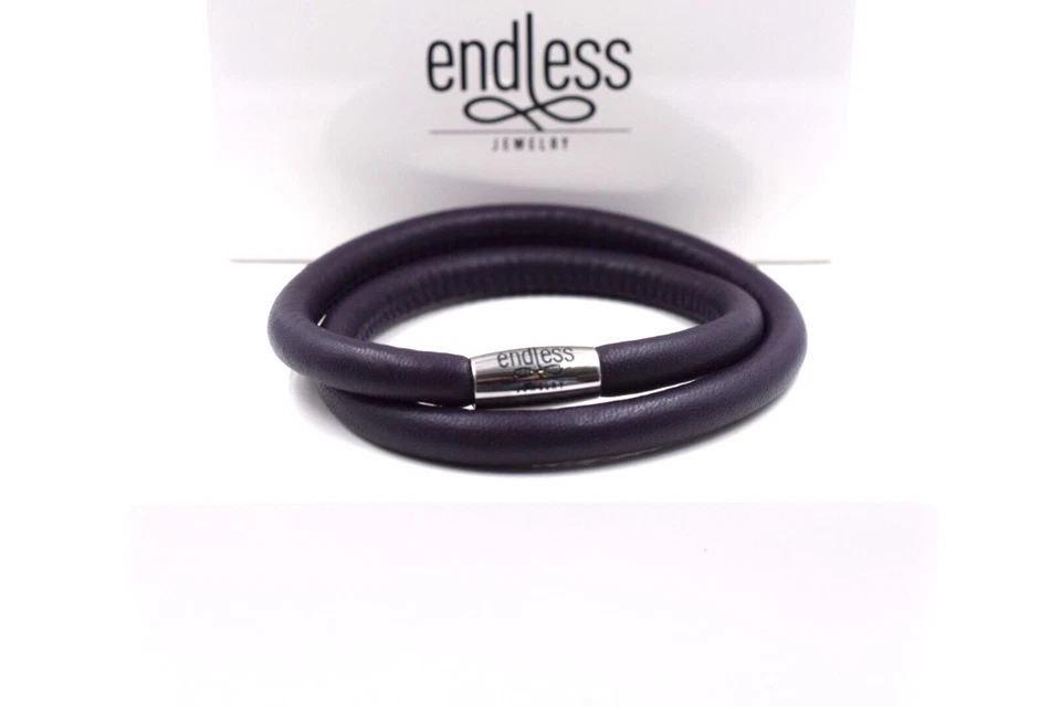 NEW ENDLESS PURPLE LEATHER DOUBLE STRAP 8.0 INCH BRACELET #12106-40 Foto 1 de 1