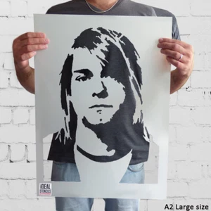 Kurt Cobain Nirvana Plantilla Decoración Hogar Retrato Pared Pintura Reusable - Imagen 1 de 7
