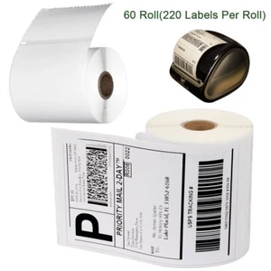 60 Rolls 4x6 Direct Thermal Shipping Labels 220/Roll 1744907 Compatible Dymo 4XL - Picture 1 of 7
