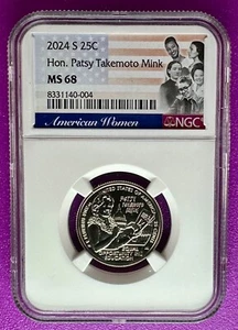 2024 S 25c Hon. Patsy Takemoto Mink American Women Quarter NGC MS68 (004) - Picture 1 of 2