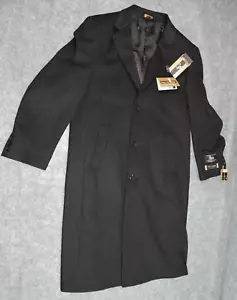 Pronto Moda Mens 44 Long Harvard Cashmere Wool Topcoat Overcoat Charcoal NEW - Picture 1 of 22