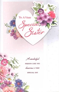Tarjeta de Cumpleaños Feliz Hermana Especial Grande 8 Páginas Inserto Completo Tarjeta de Verso - Imagen 1 de 8