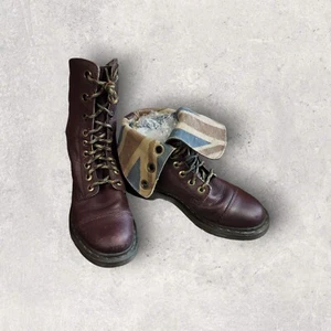Dr Martens Doc Amilita Triumph Brown Camo Fold Down Leather Boots Versatile RARE - Picture 1 of 10