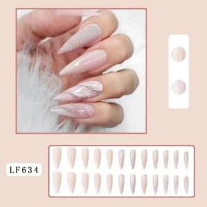 Handmade False Nail Pink French Tip Short Press on Nails for Manicure - Picture 1 of 2