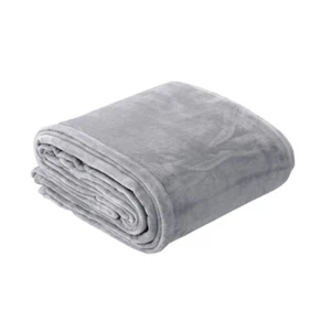 350GSM Silver Plush Ultra Soft Velvet Touch Blanket - Picture 1 of 4