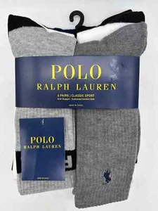 POLO UOMO RALPH LAUREN CREW CALZE SPORTIVE NUOVE CON ETICHETTE ~ 6 PAIA ~ ASSORTITE - Foto 1 di 3
