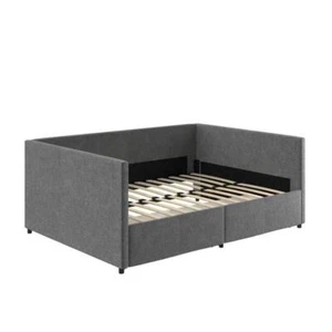 DHP Daybed Full Size Contemporary Wooden Frame Upholstered Gray Linen w/ Storage - Picture 1 of 12