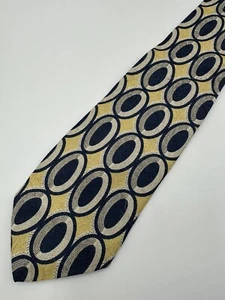 Corbata clásica de seda para hombre XMI azul amarillo abstracto geométrico de colección - Imagen 1 de 5