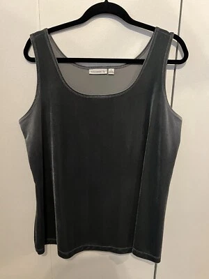Susan Graver Stretch Velvet Tank 1X Gray - Image 1 of 4