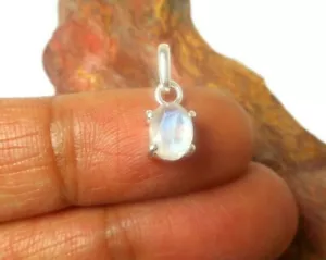 Fiery Oval Moonstone Sterling Silver 925 Gemstone Pendant - Gift Boxed - Picture 1 of 7