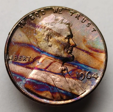 1964 Lincoln penny monster toned unc us one cent coin #331 Cover