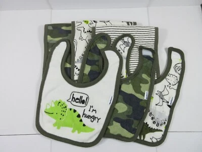 Gerber Bebé Niño 3 Piezas Camuflaje Dinosaurios Terry Forrado Eructo Paños, Baberos y Mono  Foto 1 de 4