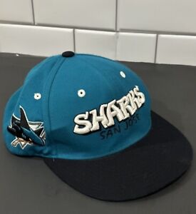 Vintage NHL San Jose Sharks Zephyr Snapback Hat Teal/Black Wool Blend Retro Logo
