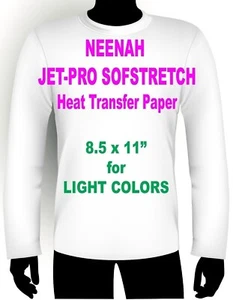 SOFSTRETCH INKJET IRON ON HEAT TRANSFER PAPER NEENAH JET PRO SS 8.5 X 11" 75 PK - Picture 1 of 1